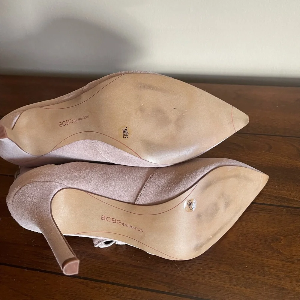 BCBGeneration Beige Suede Heels - Picture 3 of 10